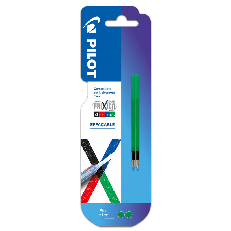 2 RECHARGES FRIXION 4 COULEURS COLORIS VERT